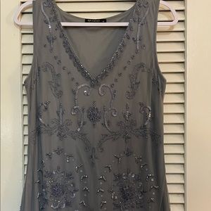 Beaded Sleeveless Cocktail Dress